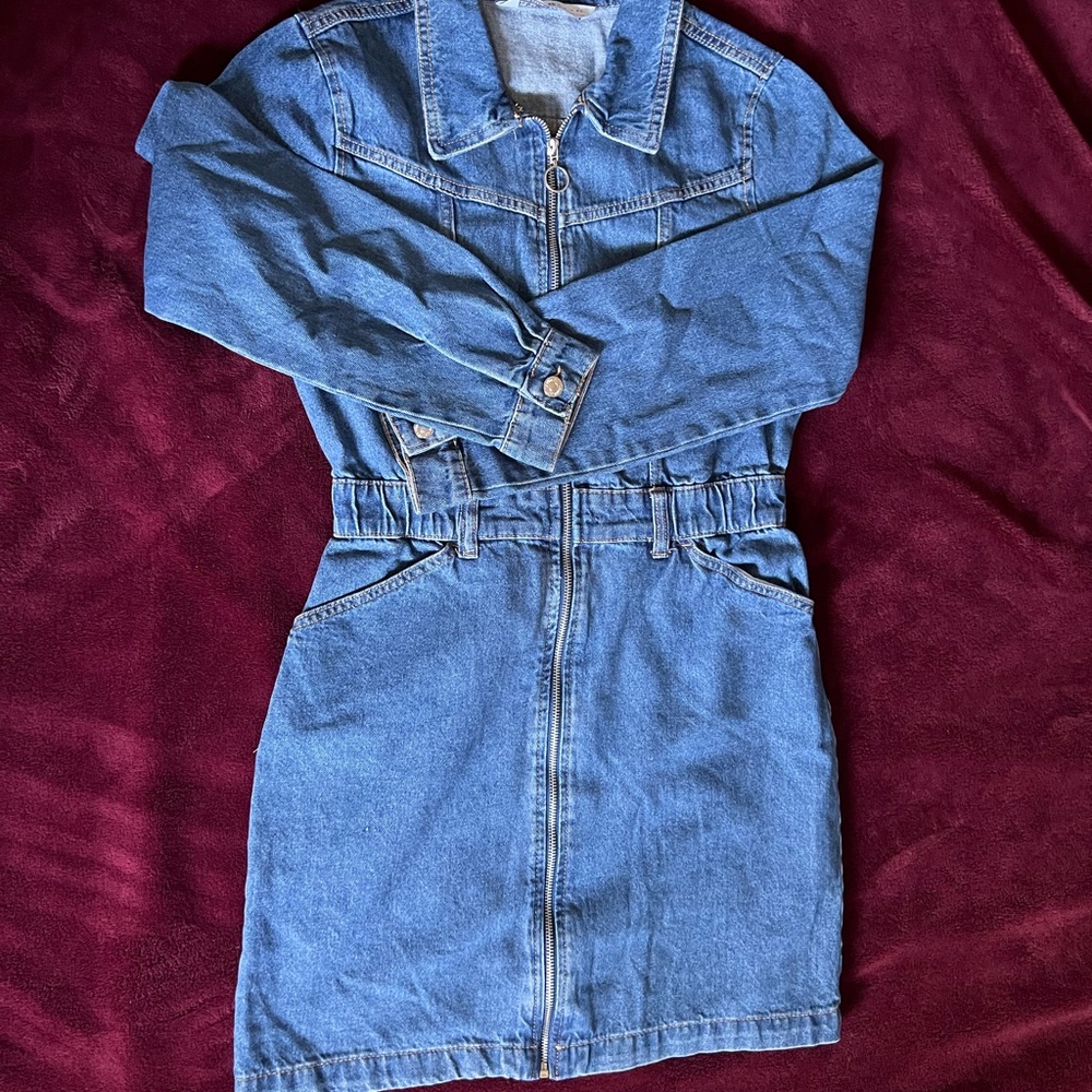 Size 10 | Denim Zip Up Dress